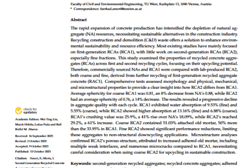 First Site of the Paper Second-Generation Recycled Concrete Aggregates: Comprehensive Characterization of Physical, Mechanical, and Microstructural Properties